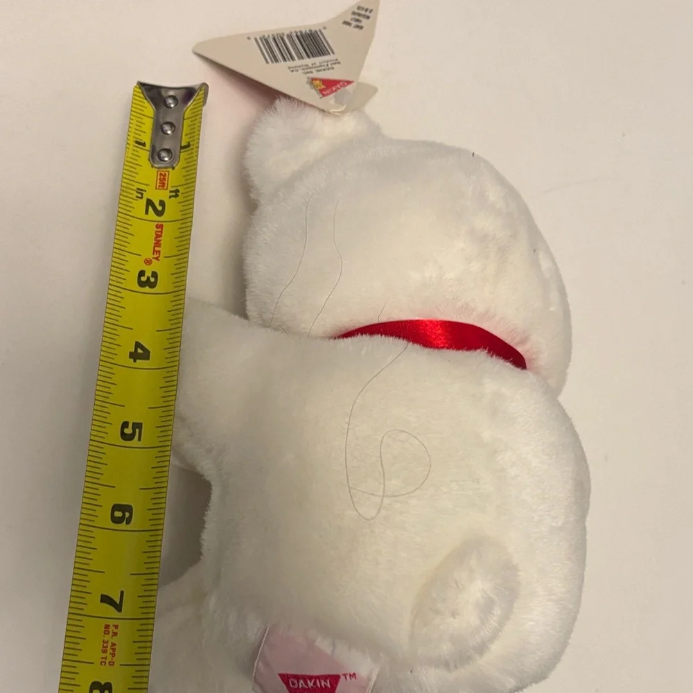 Adorable I LOVE MOM White Plush Bear with Red Bow